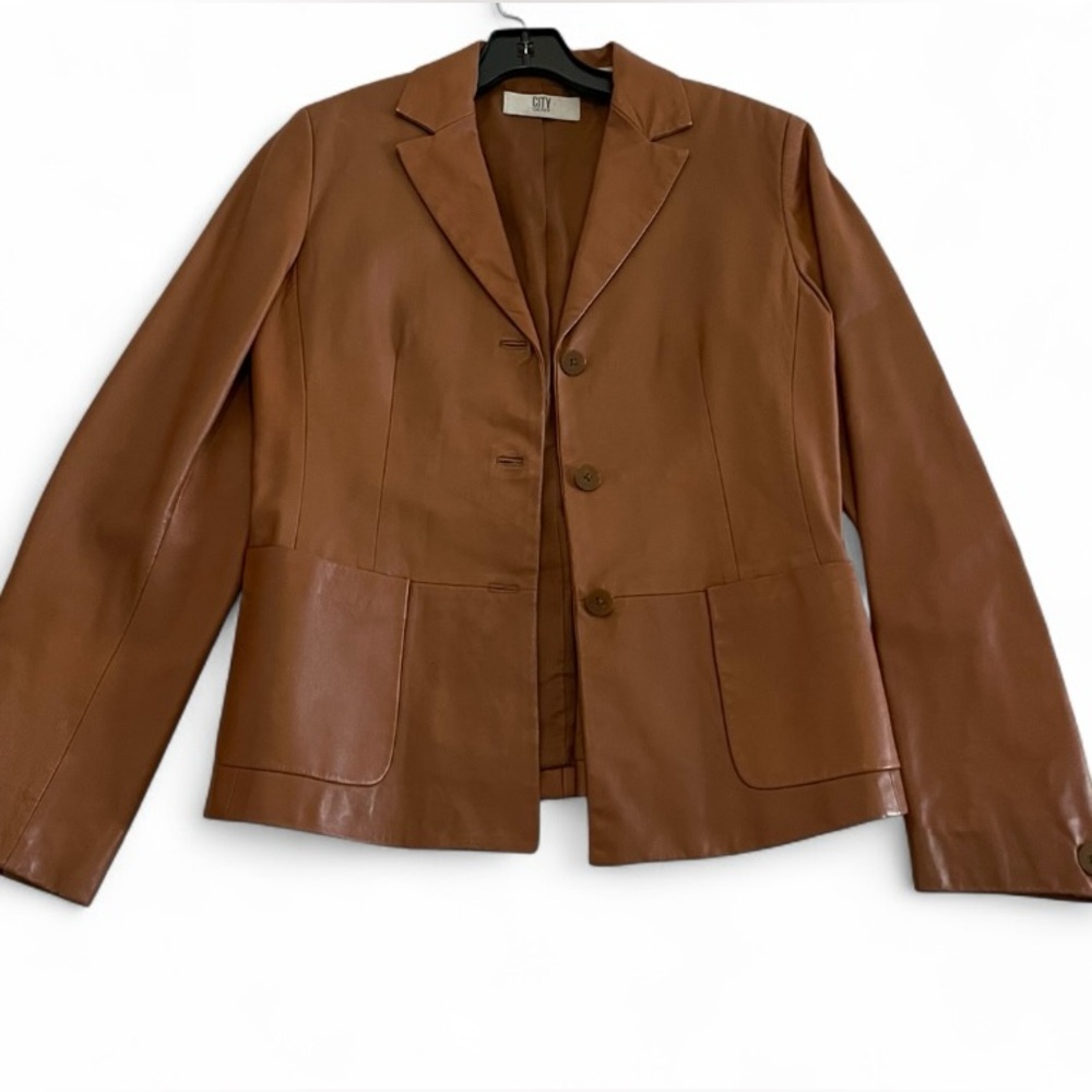DKNY Tan Leather Women's Blazer